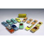 Twelve Dinky Toys cars, comprising a No. 193 Rambler Cross Country station wagon, boxed, three No.