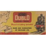 A Hornby Dublo advertising poster, printed on corrugated paper, 46.5cm x 90cm, framed (faults).