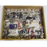 A collection of Britains and other lead, plastic and brass figures, including farm animals,