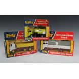 A Dinky Toys No. 432 Foden tipping wagon, a No. 449 Johnston road sweeper and a No. 940 Mercedes-