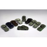 Six Dinky Toys No. 39c Lincoln Zephyrs and four No. 39f Studebaker State Commanders (playwear, paint