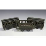 Two Carette gauge 1 clerestory coaches, finished in black lined livery, together with another