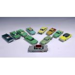 A small collection of Dinky Toys cars, comprising three No. 169 Studebaker Golden Hawks, a box for a