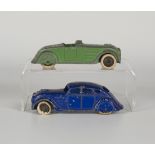 A Dinky Toys No. 22h streamlined saloon, finished in blue, and a No. 22h streamline tourer, finished