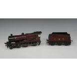 A Bassett-Lowke gauge O electric 4-4-0 compound engine no. 1108 and tender, finished in LMS maroon