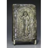 An Edwardian silver mounted prayer book, decorated in relief with 'The Light of the World', after