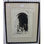 Sidney Tushingham - 'Sunshine and Shadow', early 20th century monochrome etching, signed in pencil