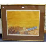 Helena Markson - 'Everton from Brow Side', 20th century coloured etching, signed, titled and