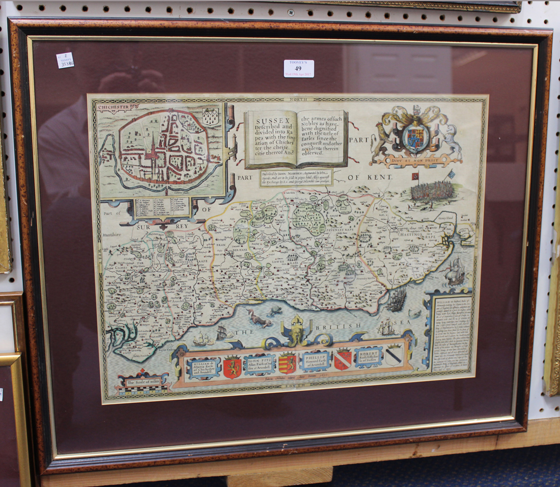 After John Norden and John Speed - 'Sussex Described and Divided' (Map of the County), 17th