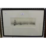 William Lionel Wyllie - 'The U.S. Fleet on the Firth of Forth, Forth Bridge', monochrome etching,