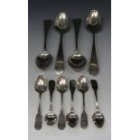 An American sterling part canteen of Fiddle pattern cutlery, comprising three tablespoons, six