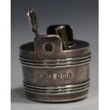 An Edwardian silver sewing étui in the form of a two-handled coopered bucket, fitted with a