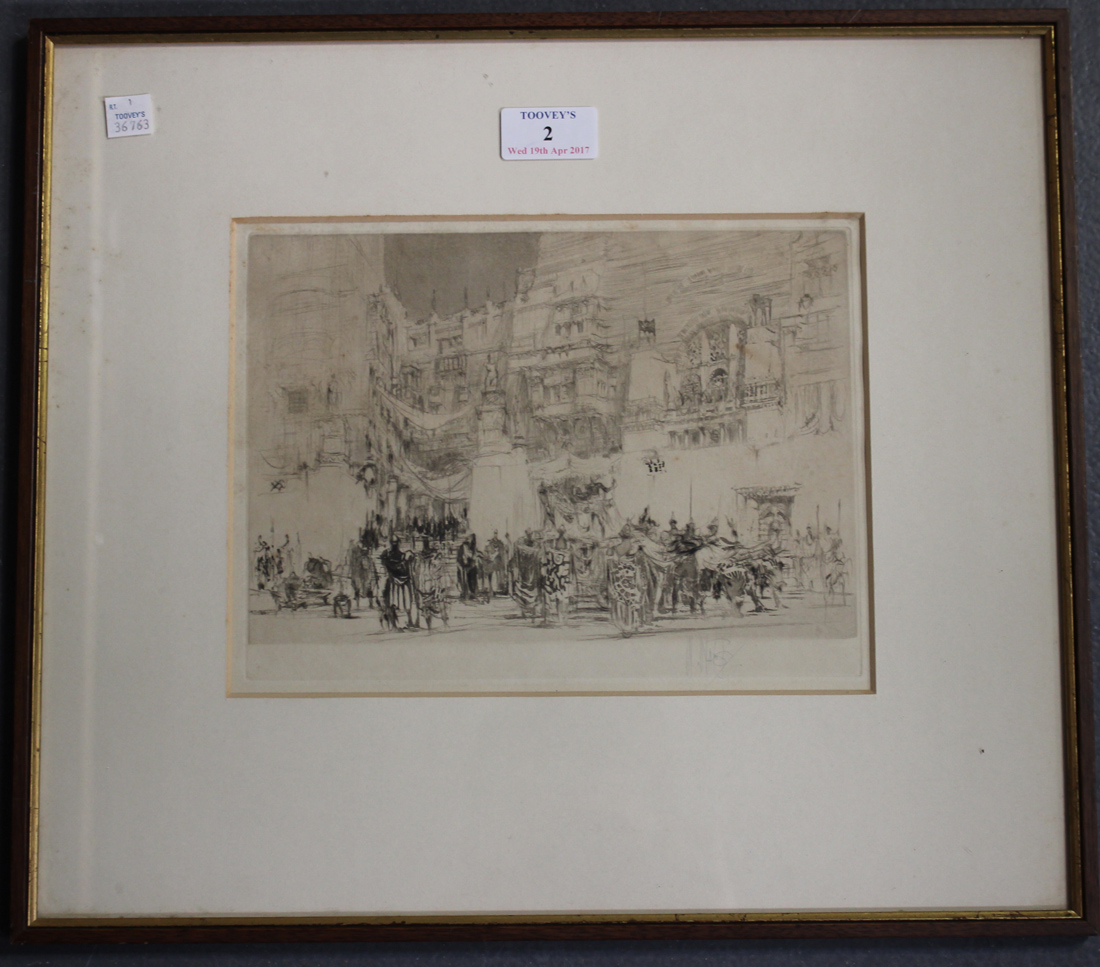 William Walcot - Neoclassical Scene, monochrome etching, signed in pencil, 18cm x 24cm, within a