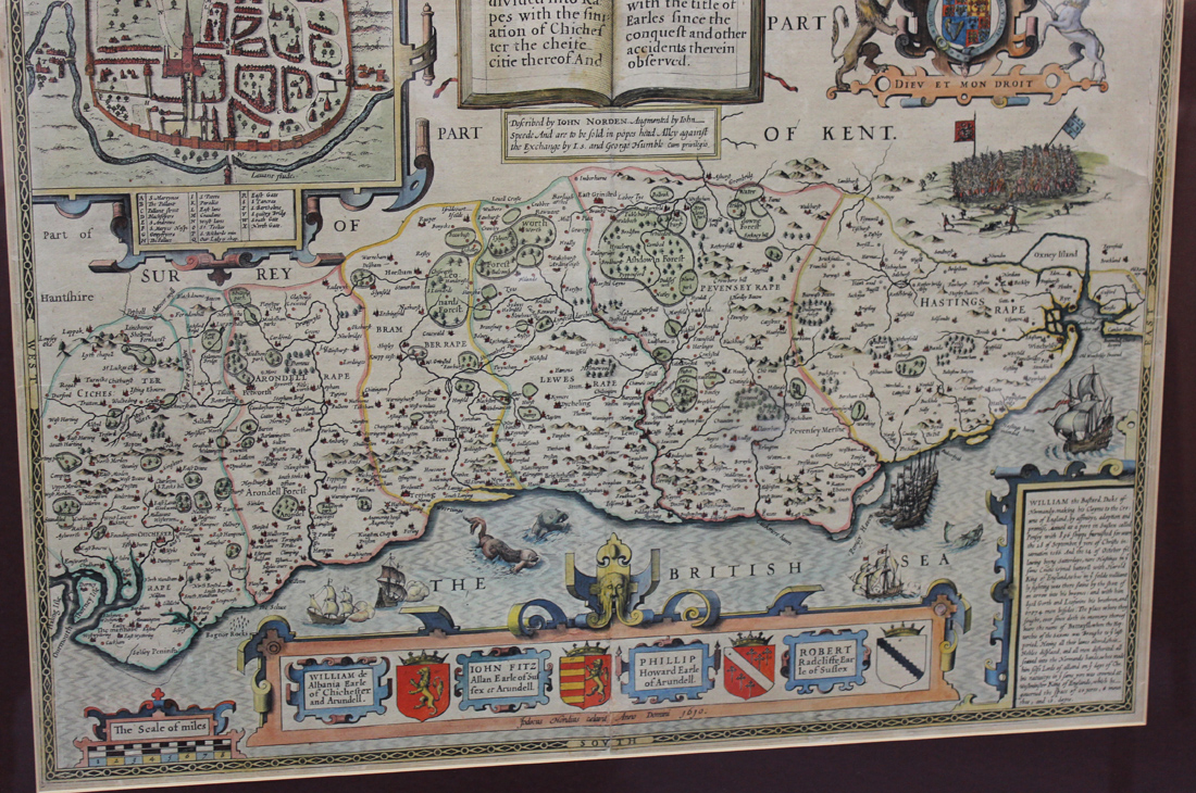 After John Norden and John Speed - 'Sussex Described and Divided' (Map of the County), 17th - Image 5 of 5