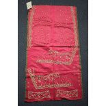 A late George III cerise silk and foliate embroidered gentleman's waistcoat pattern, worked with