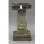 A 20th century composition stone birdbath with cast naturalistic effect decoration, height 72cm,