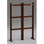 An Edwardian mahogany folding towel rail with boxwood line inlaid decoration, height 100cm, width