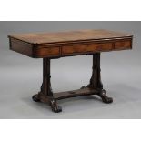 An early 19th century Colonial teak fold-over tea table, the hinged top above three frieze