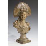 After Georges Van der Straeten - a late 19th century cold painted cast spelter head and shoulders