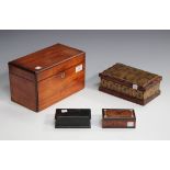 A Victorian mahogany tea caddy, width 25.5cm, a 19th century Indian carved sandalwood and sadeli