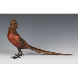Franz Xavier Bergman - an early 20th century cold painted cast bronze figure of a golden pheasant,