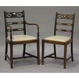 A set of eight 20th century reproduction mahogany and satinwood crossbanded dining chairs,