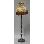 A George V blue chinoiserie decorated lamp standard on a circular base, height 180cm. Buyer’s