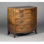 A small late George III mahogany bowfront chest, fitted with four long graduated drawers with inlaid