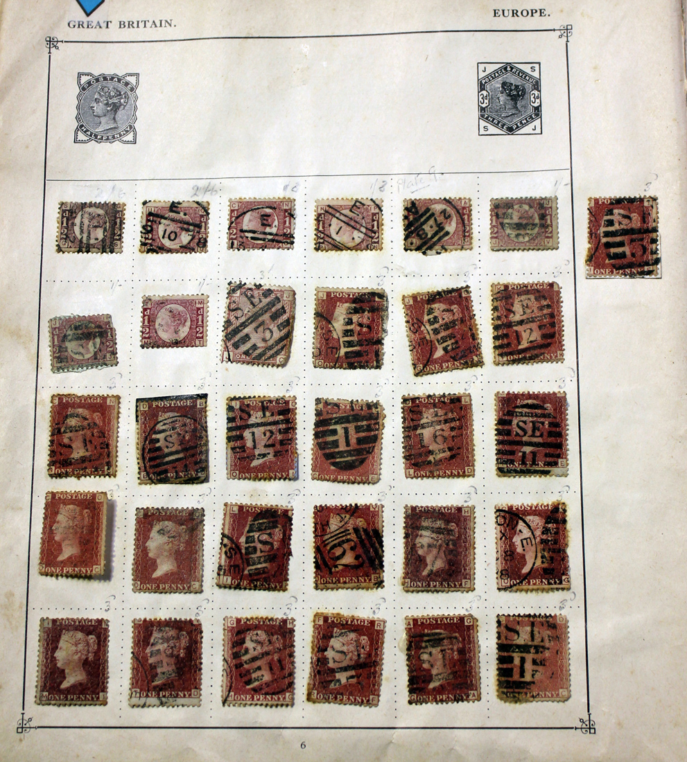 Three albums of world stamps, including Great Britain from 1841 1d reds, and covers including 1957