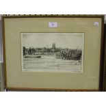 Marion Rhodes - 'Old Shoreham', monochrome etching, signed, titled and dated 1940 in pencil, 18cm