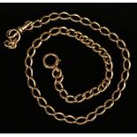 An 18ct gold curblink watch Albert chain, fitted with a gold swivel, a gold boltring and a small