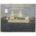 Continental Provincial School - An Ironclad Steamship, oil on canvas, 36cm x 46cm.Buyer’s Premium