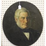 British School - Oval Portrait of a Gentleman, 19th century oil on canvas, 60cm x 52cm.