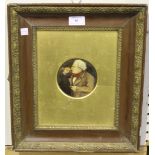 British School - Gentleman taking a Pinch of Snuff, 19th century tondo oil on paper, diameter