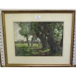 R. Haubach - Country Scene, watercolour, signed and dated 1911, 26cm x 36cm, within a gilt frame.