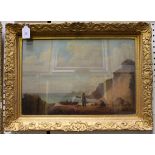 Manner of George Morland - Coastal Landscape with Figures and Boats, 19th century oil on canvas,