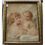 Blanche Romer - Two Angels, oil on linen, labels verso, 67cm x 54cm, within a gilt frame.Buyer’s