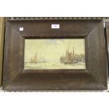 Attributed to F.J. Aldridge - Harbour Scene with Boats, watercolour heightened with bodycolour, 15cm