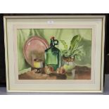 W. James - Still Life, watercolour, signed recto, label verso, 36cm x 51cm.Buyer’s Premium 29.4% (