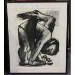 Simon Nicholas - 'Bather', 20th century charcoal, artist's name and titled to label verso, 77cm x