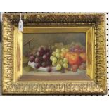 British School - Still Life with Grapes and Apples, 19th century oil on canvas, 19cm x 29cm,