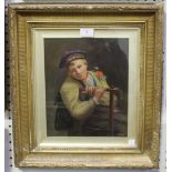 A. Sadler - Portrait of a Seated Boy wearing a Tam o' Shanter, late 19th century oil on board,