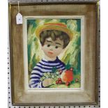 Nino Giuffrida - 'Enfant Aux Fruits', oil on canvas, signed recto, titled and dated 1964 verso, 33.