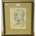 Manner of Noël Coward - Portrait of a Jamaican, pencil, bears signature, 26cm x 19cm, within a