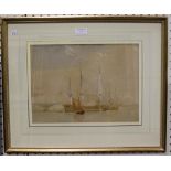 Attributed to William Frederick Settle - Sailing Ships in Calm Coastal Waters, watercolour over