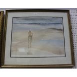 After William Russell Flint - Female Nude on a Beach, colour print, editioned 92/850 in pencil, 53cm