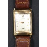 A Record 9ct gold rectangular cased gentleman's wristwatch, with a signed jewelled lever movement,