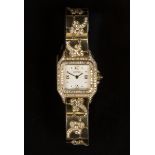 A Cartier Panthère 18ct gold and diamond lady's bracelet wristwatch, the signed mother-of-pearl