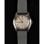 A Rolex Oyster steel circular cased gentleman's wristwatch, with signed jewelled lever movement, the