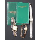 A Rotary 9ct gold lady's bracelet wristwatch, the signed circular silvered dial with baton shaped